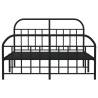 Metal Bed Frame with Headboard & Footboard - Black 140x190 cm