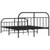 Metal Bed Frame with Headboard & Footboard - Black 140x190 cm