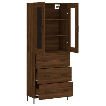 Stylish Highboard in Brown Oak - 69.5x34x180 cm