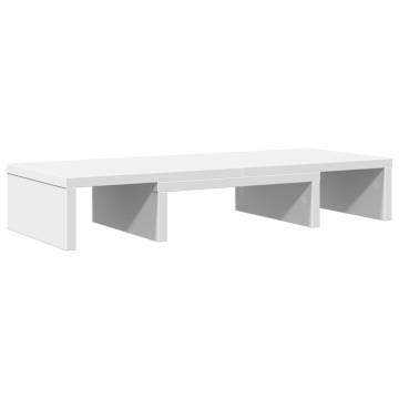 Adjustable Monitor Stand - White Engineered Wood (60x24 cm)