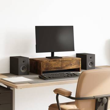 Monitor Stand with Drawers Smoked Oak - Stylish & Practical