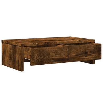 Monitor Stand with Drawers Smoked Oak - Stylish & Practical