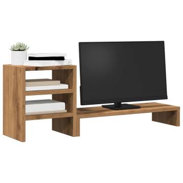 Monitor Stand with Desk Organiser - Artisian Oak Finish