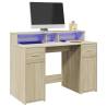  Desk with LED Lights Sonoma Oak 120x55x91 cm Engineered Wood Colour sonoma oak Size 120 x 55 x 91 cm 