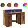 Stylish Desk with LED Lights - Old Wood | HipoMarket