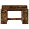 Stylish Desk with LED Lights in Smoked Oak - 140x55 cm