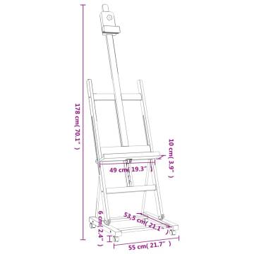 Easel Stand 55x53.5x178 cm | Solid Beech Wood for Artists