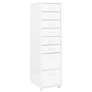 Mobile File Cabinet White - 8 Drawer Metal Organizer