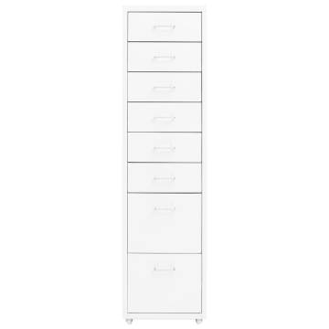 Mobile File Cabinet White - 8 Drawer Metal Organizer