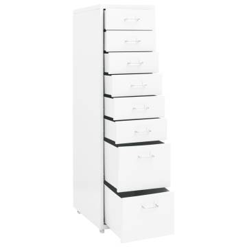 Mobile File Cabinet White - 8 Drawer Metal Organizer