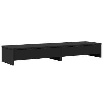 Monitor Stand with Drawers - Black | 100x27x15 cm