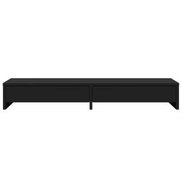 Monitor Stand with Drawers - Black | 100x27x15 cm