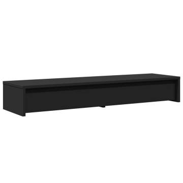 Monitor Stand with Drawers - Black | 100x27x15 cm