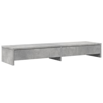 Monitor Stand with Drawers - Concrete Grey 100x27 cm | HipoMarket