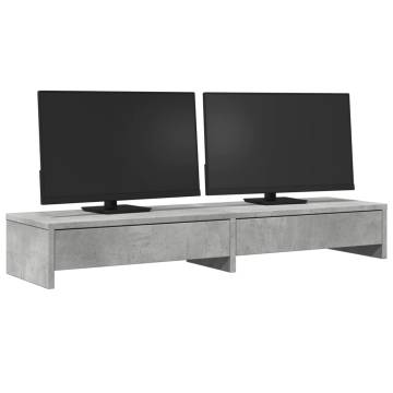 Monitor Stand with Drawers - Concrete Grey 100x27 cm | HipoMarket