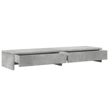 Monitor Stand with Drawers - Concrete Grey 100x27 cm | HipoMarket