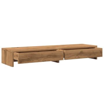 Monitor Stand with Drawers - Artisian Oak 100x27x15 cm