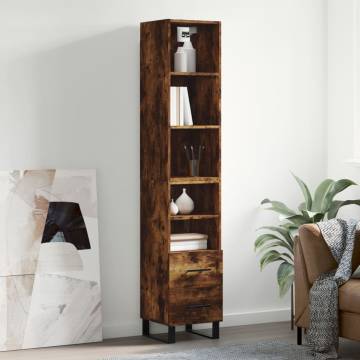 Stylish Smoked Oak Highboard | 34.5x34x180 cm | Durable Design