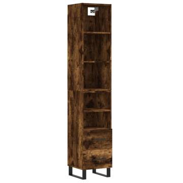 Stylish Smoked Oak Highboard | 34.5x34x180 cm | Durable Design