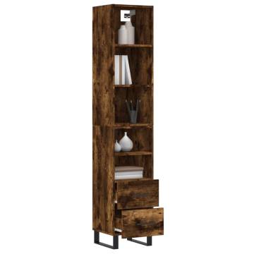 Stylish Smoked Oak Highboard | 34.5x34x180 cm | Durable Design