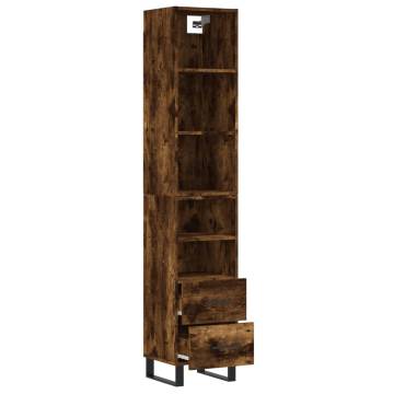 Stylish Smoked Oak Highboard | 34.5x34x180 cm | Durable Design