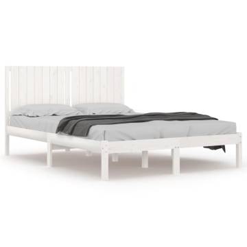 White Solid Wood King Size Bed Frame 150x200 cm | Hipomarket