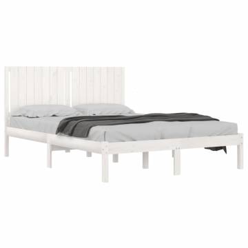 White Solid Wood King Size Bed Frame 150x200 cm | Hipomarket