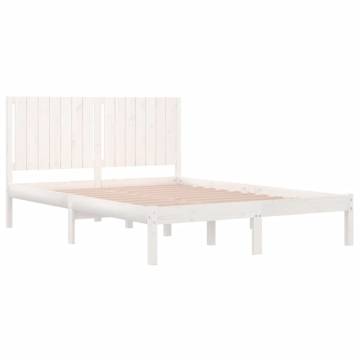 White Solid Wood King Size Bed Frame 150x200 cm | Hipomarket