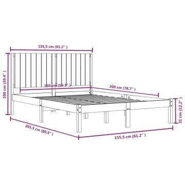 White Solid Wood King Size Bed Frame 150x200 cm | Hipomarket