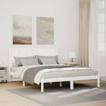 Extra Long White Bed Frame 140x210 cm - Solid Wood | HipoMarket