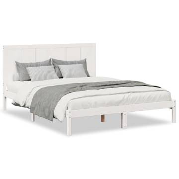 Extra Long White Bed Frame 140x210 cm - Solid Wood | HipoMarket