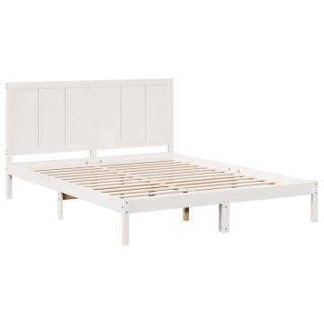 Extra Long White Bed Frame 140x210 cm - Solid Wood | HipoMarket