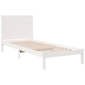 Extra Long White Bed Frame 100x220 cm | Solid Pinewood