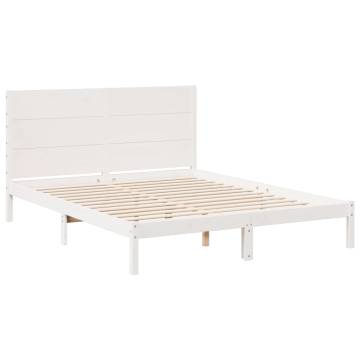 Extra Long Bed Frame 140x220 cm - Solid Wood White | Hipo Market