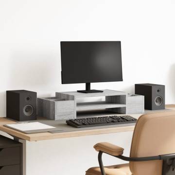 Monitor Stand with Storage - Grey Sonoma | HipoMarket UK