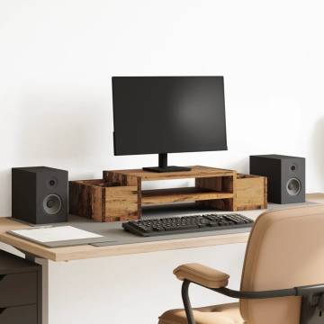 Monitor Stand with Storage - Old Wood | Hipomarket UK