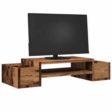 Monitor Stand with Storage - Old Wood | Hipomarket UK