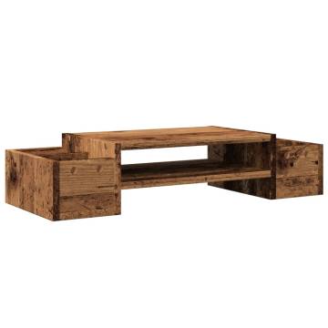 Monitor Stand with Storage - Old Wood | Hipomarket UK