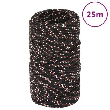 Durable Black Boat Rope 2mm 25m - Perfect for Sailing & Boating