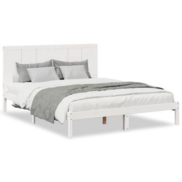 Extra Long White Bed Frame 160x210 cm - Solid Wood Design