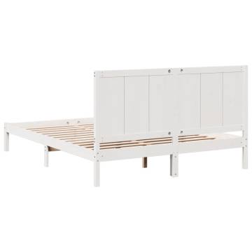 Extra Long White Bed Frame 160x210 cm - Solid Wood Design