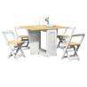 5 Piece Butterfly Dining Set - Corona Foldable White Pinewood