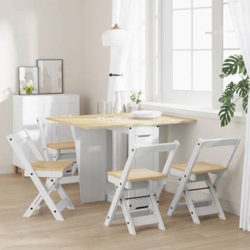 5 Piece Butterfly Dining Set - Corona Foldable White Pinewood