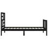 Black Bed Frame with Headboard - 90x200 cm Solid Wood