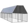  Chicken Cage 2x8x2 m Galvanised Steel Colour silver and grey Size 2 x 8 x 2 m Model with partially-covered roof 