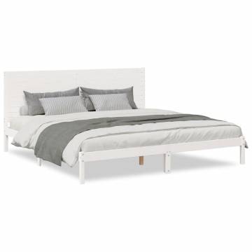 Extra Long White Bed Frame 200x220 cm | Solid Wood Comfort