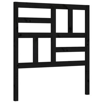 Black Bed Frame with Headboard - 90x200 cm Solid Wood