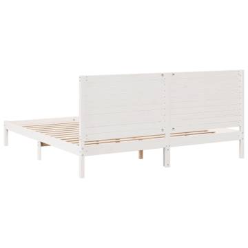 Extra Long White Bed Frame 200x220 cm | Solid Wood Comfort