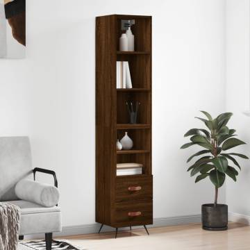 Highboard Brown Oak - Stylish Engineered Wood Storage