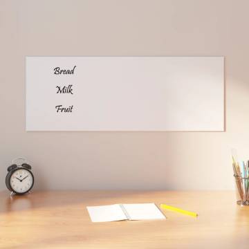 Wall-Mounted Magnetic Board - White Tempered Glass 80x30 cm